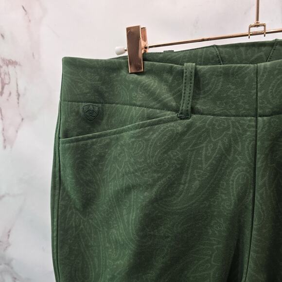ARIAT Breeches Womens 34 L Green Riding Pant Seat Equestrian Paisley Pro Series - Picture 2 of 11